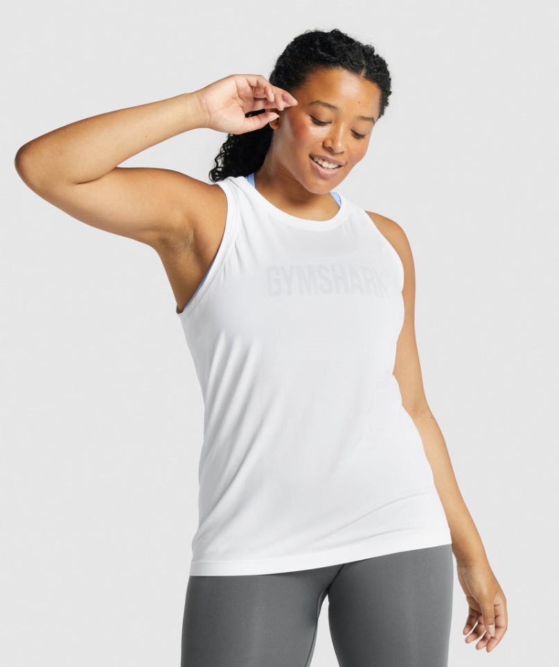 Women\'s Gymshark Fit Seamless Loose Tanks White | NZ 9JQDYH